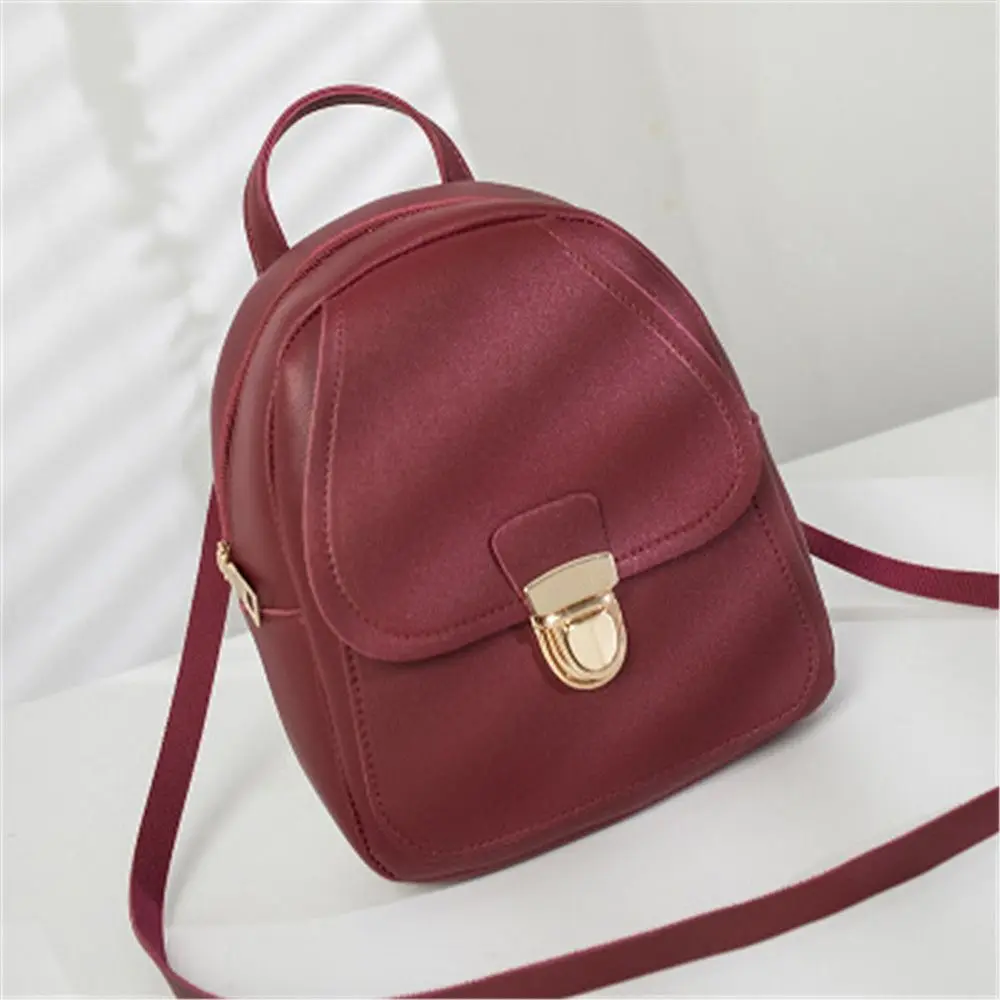 Fashion Women Mini Backpack PU Leather Small Bagpack Multi-Function Shoulder Bag School Backpack For Teenage Girls