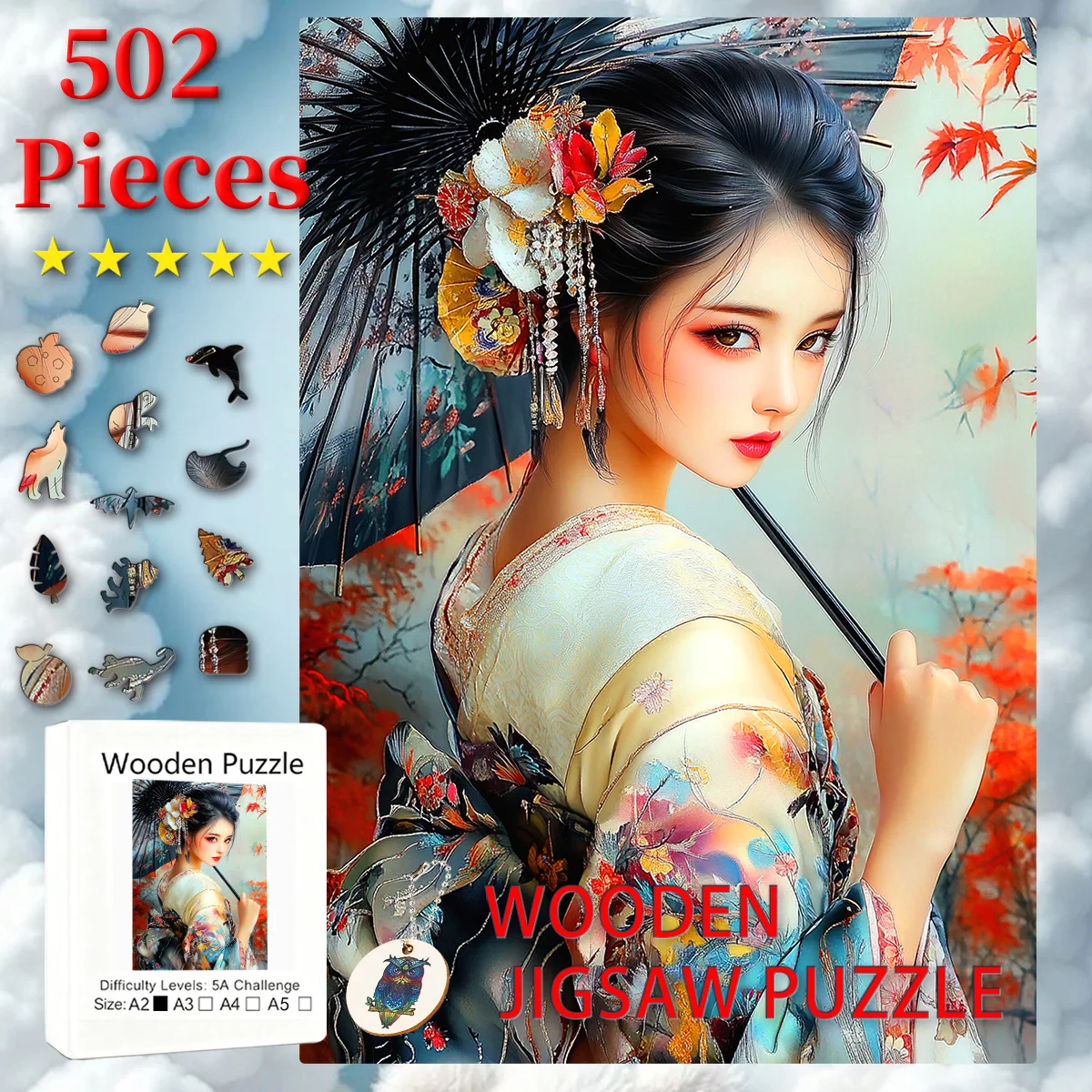 

502 шт., деревянная головоломка-шпилька для девочек в японском стиле-игра для взрослых, подходит для 14+, подарка на день рождения/Рождество/Valentine/Halloween,