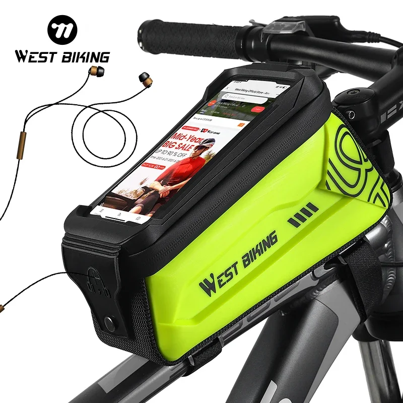 

WEST BIKING Bike Front Bag Touchscreen 7.0inch Phone Case Waterproof Frame Top Tube Cycling Bag MTB Road Bicycle Accessories