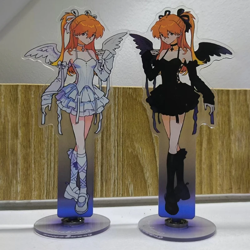 2 stücke Eva Asuka Acryl Ornamente Spielzeug EVANGELION Stehenden Zeichen Drehbare Anime Peripheriegeräte Figur Stehen Desktop Modell Platte Geschenk
