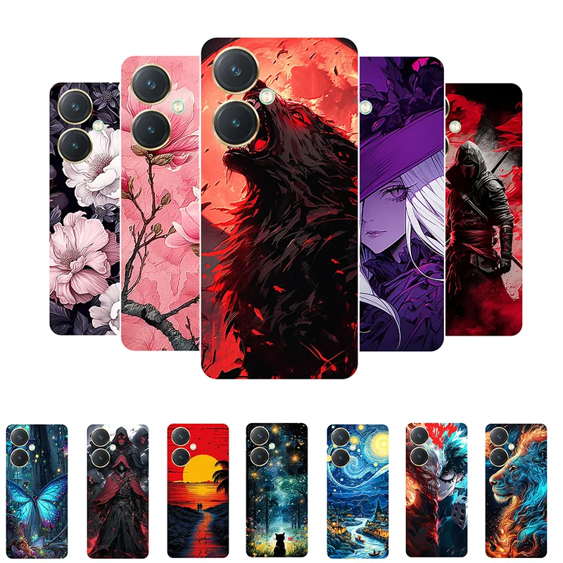 For Vivo Y27 4G Case Flowers Wolf Soft Silicone Phone Cover for Vivo Y27 Y 27 V2249 Coque VivoY27 4G Shockproof Funda