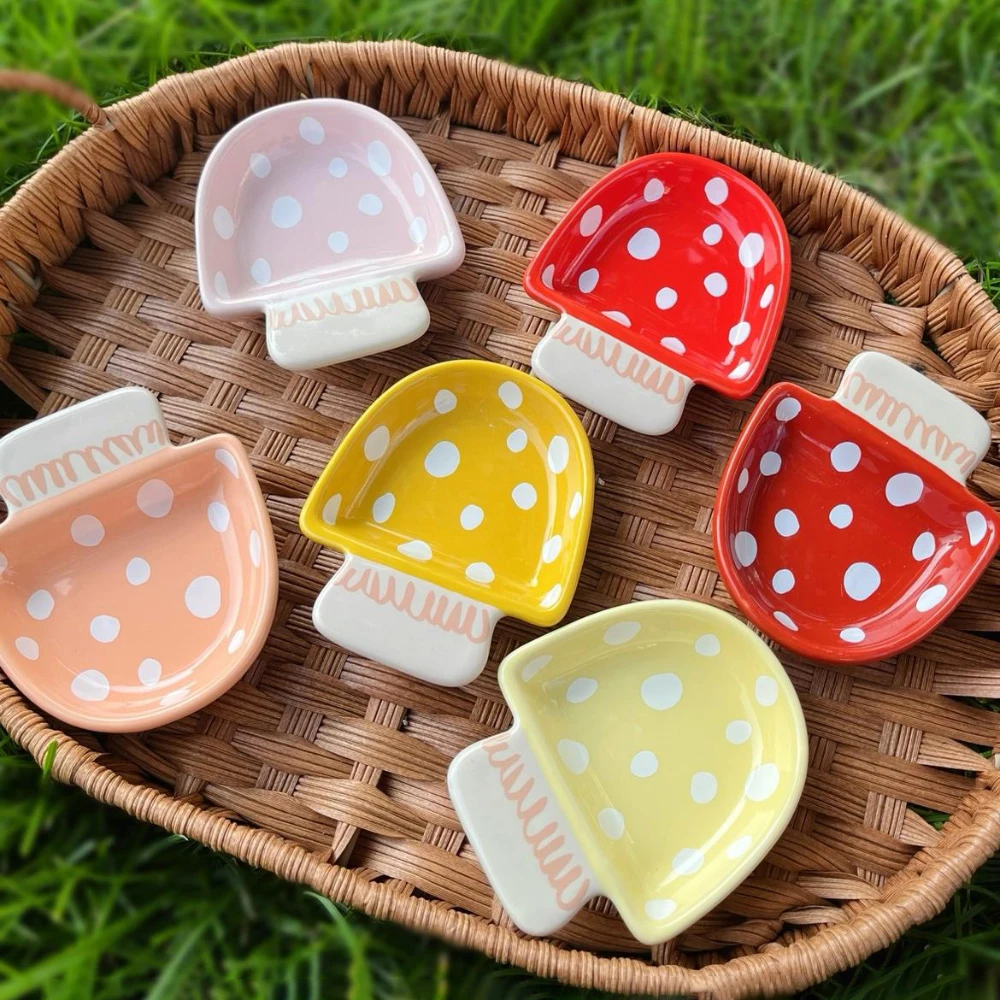 Ceramic Dish Korean Style Creative Cute Mushroom Shape Porcelain Household Dinnerware Tomato Sauce Condiment Vinegar Dishes