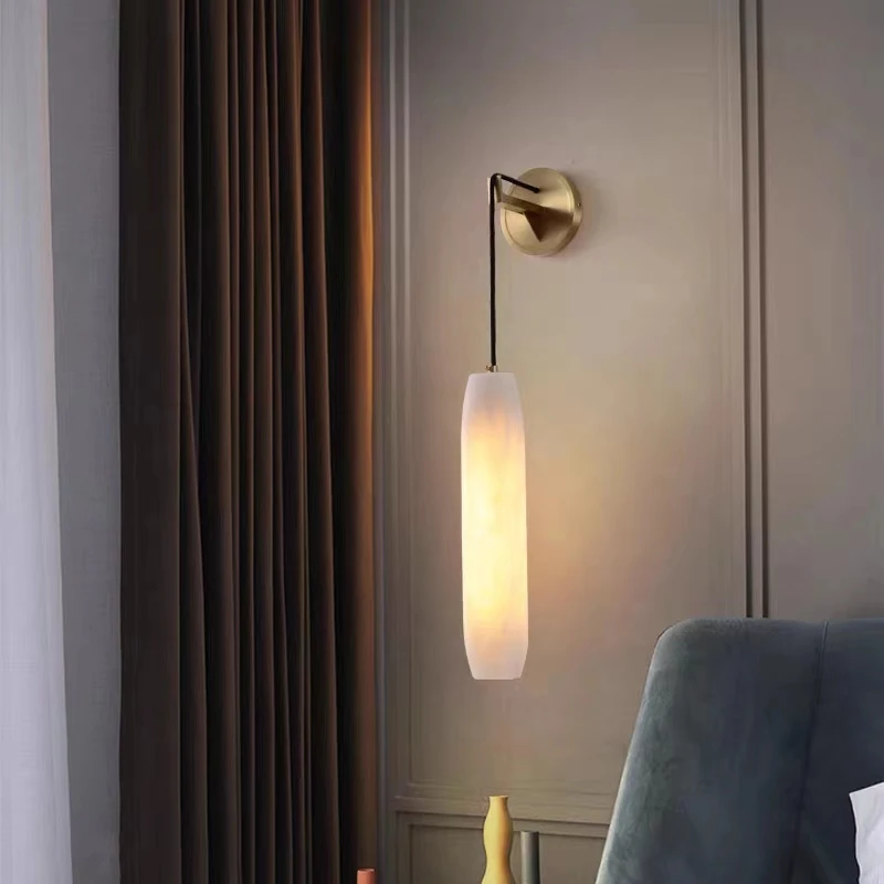 cilindricas luzes de parede de marmore natural sala quarto corcorredor escadas lampada sconce fio de cobre ajustavel incluindo e14 bulbo 01