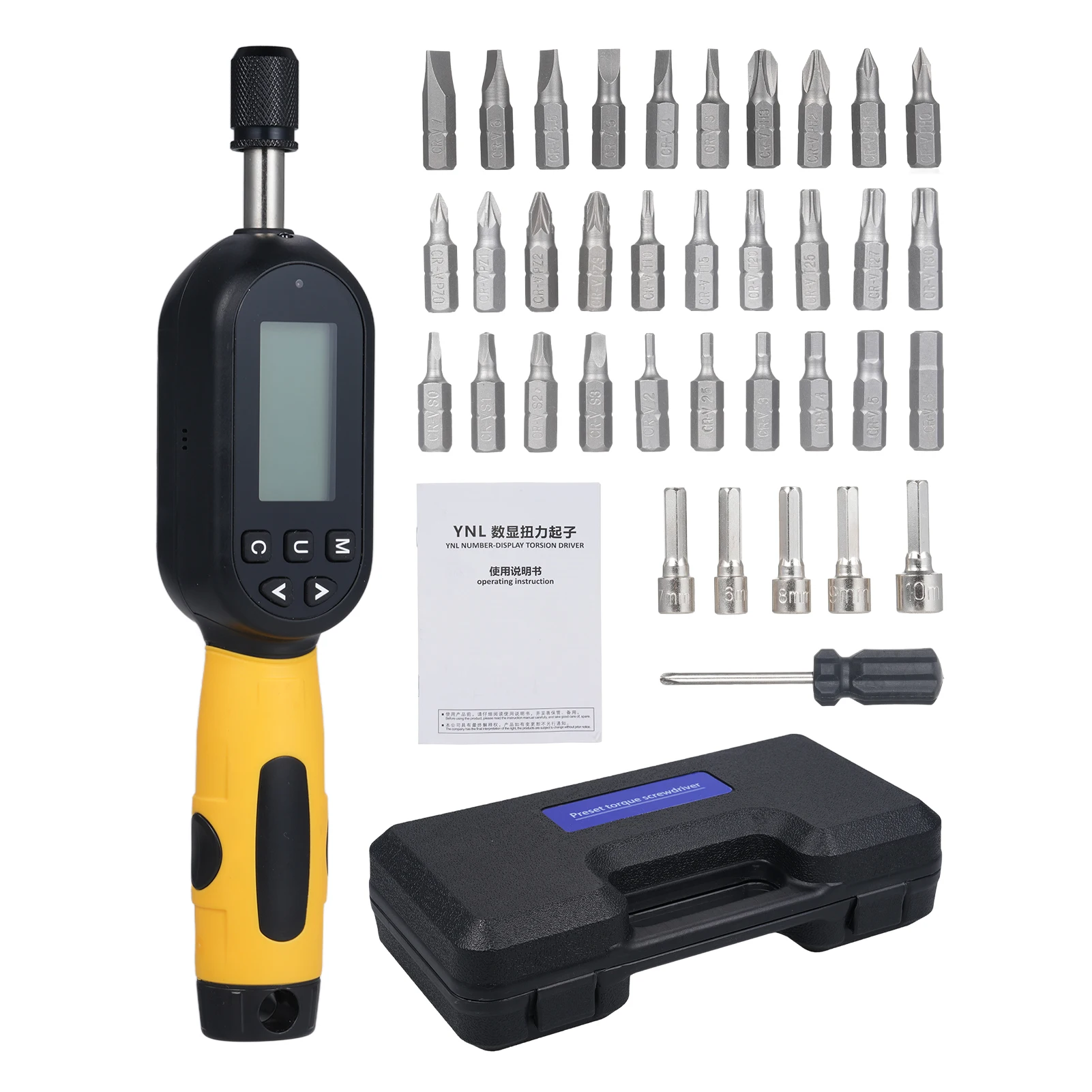

Digital Torque Screwdriver Kit 10.74-106.21 In-lbs/1.2-12N.m 1/4inch /6.35mm High Accuracy Torque Screwdriver Sets