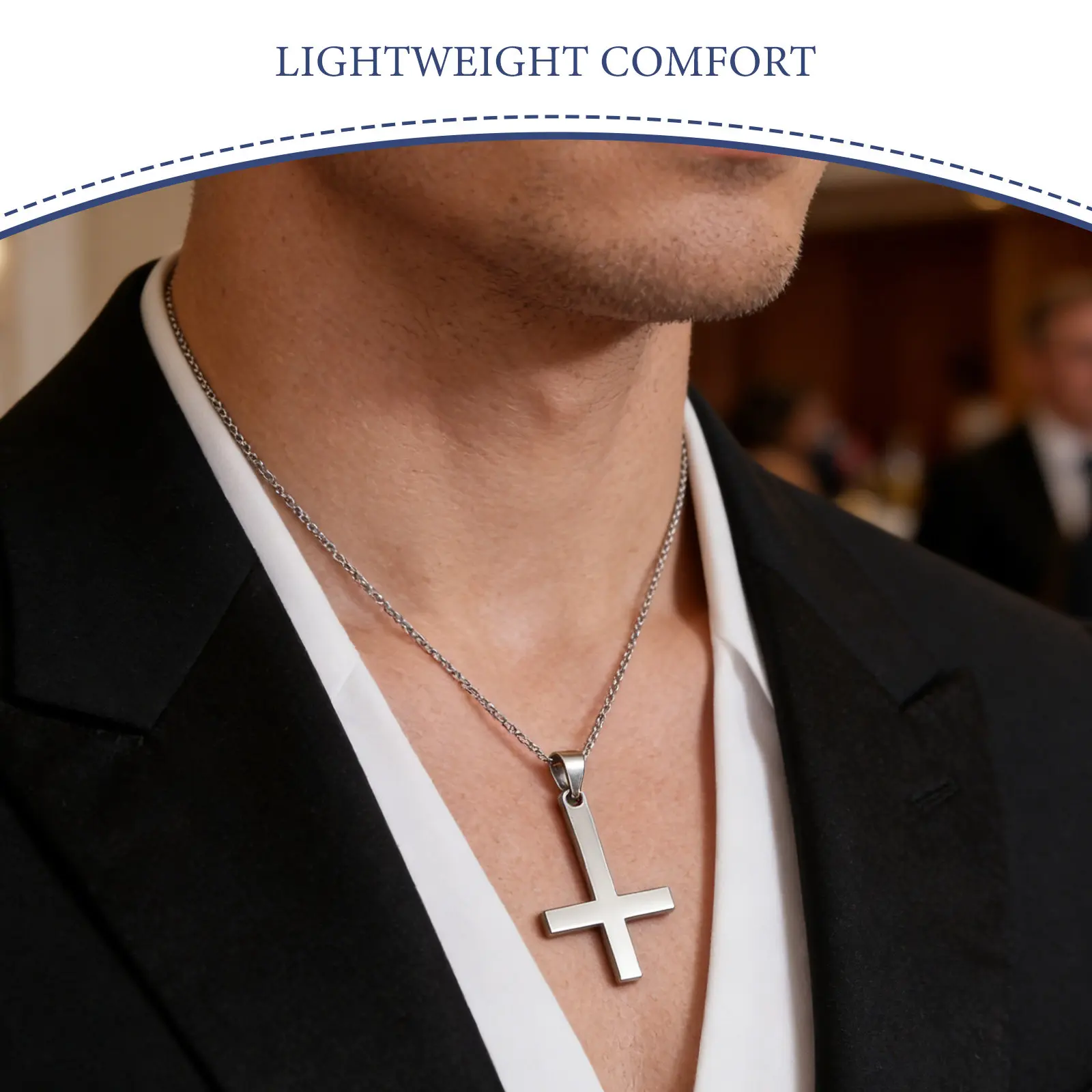 Small Inverted Pendant Stainless Steel Jesus Crucifix Charm Unisex Religious Jewelry Mini Faith Dangle Charm for Necklaces