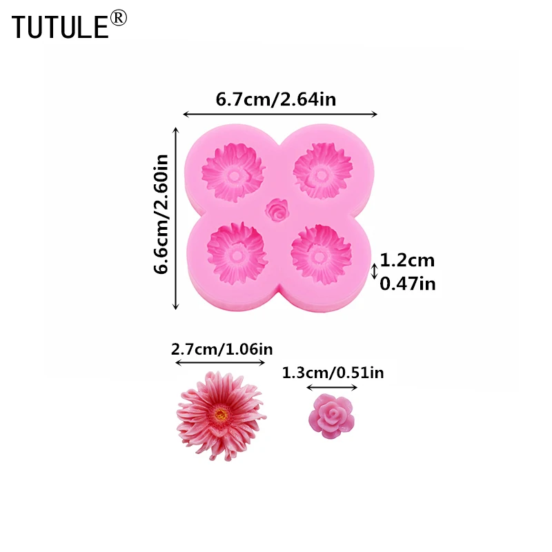 287# DIY Little Daisy Earrings Silicone Mold 3D Chrysanthemum Clay epoxy resin Accessories Silicone Moulds Chocolate cake Molds