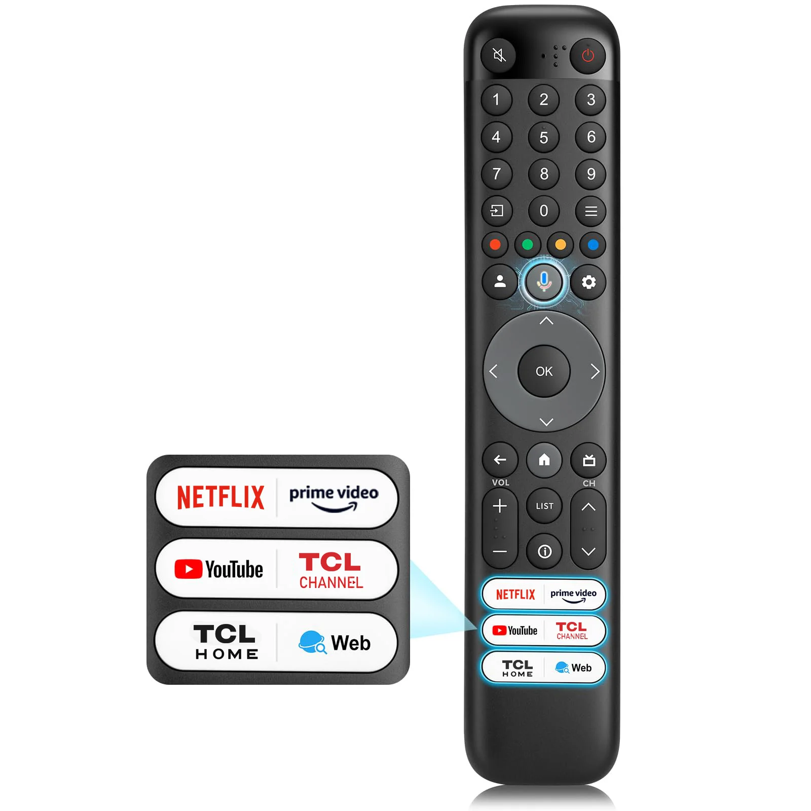 RC833 Voice Remote Control, for TCL Google TV Remote Control, Compatible with TCL 4k QLED/UHD/QD-Mini Series Smart TVS