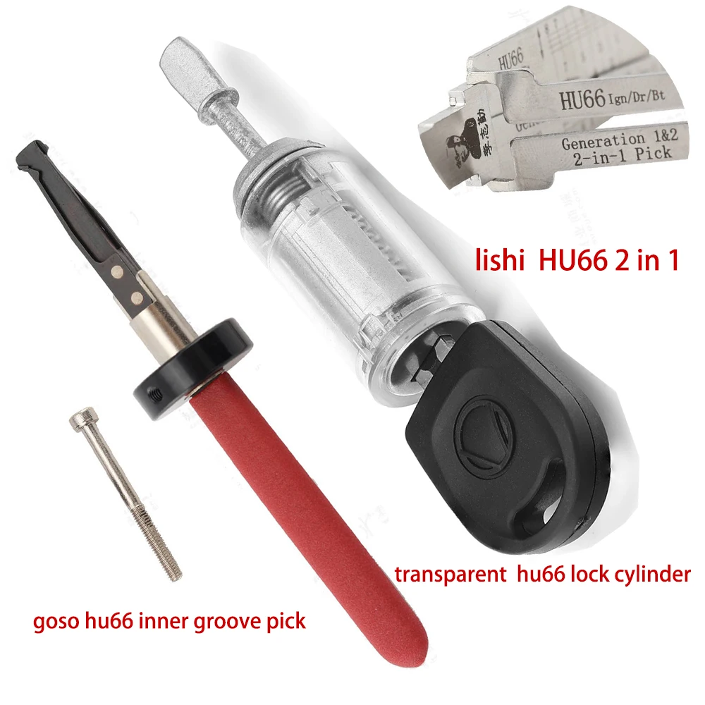 hu66 2 in1 tools with practice transparent locks for locksmith beginners Hardware Tools