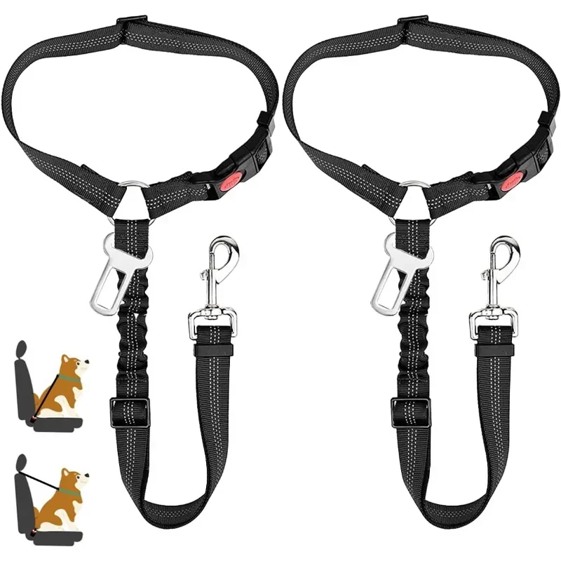 Solid Anti-shock Two-in-one Dog Harness Leash Pet Car Seat Belt with Clip Backseat Safety Belt  Kitten Collar Pet Accessories