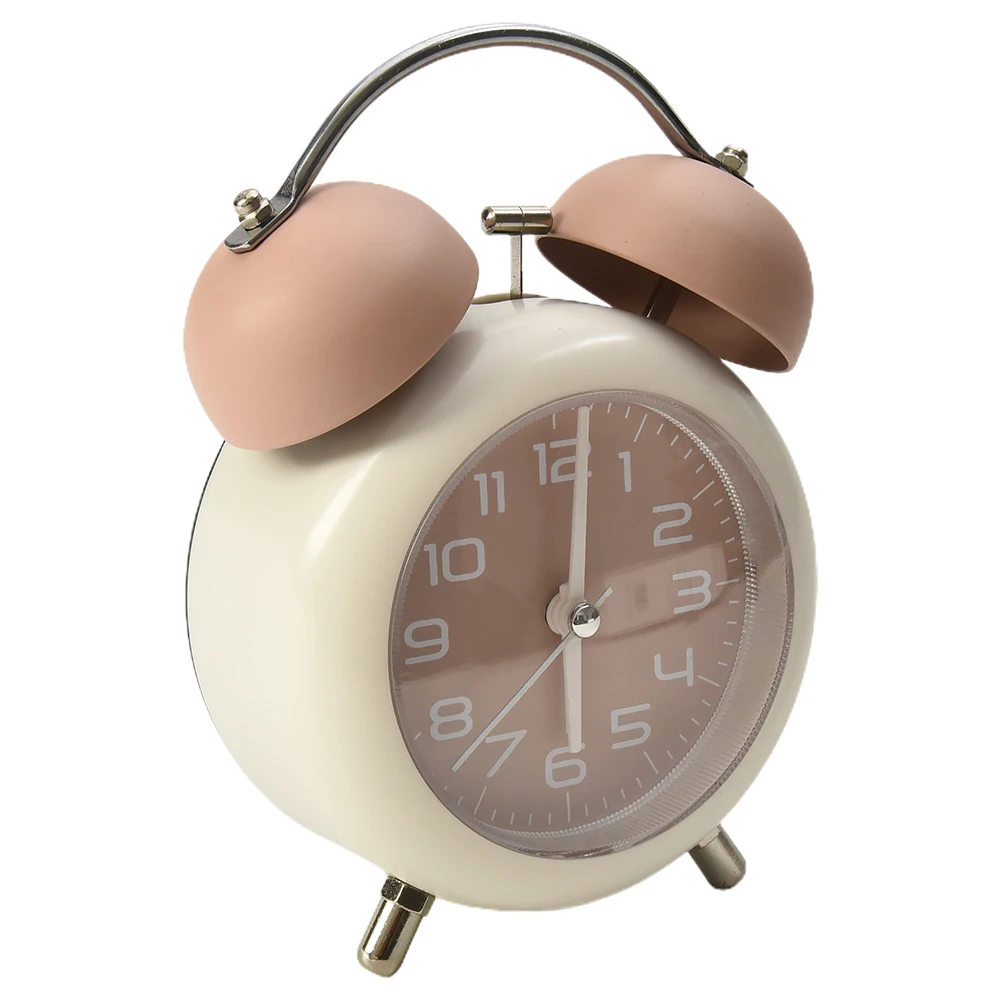 Metal Twin Bell Alarm Clock with Night Light Loud Alarm for Heavy Sleepers Suitable for Use in For Dormitory and Office