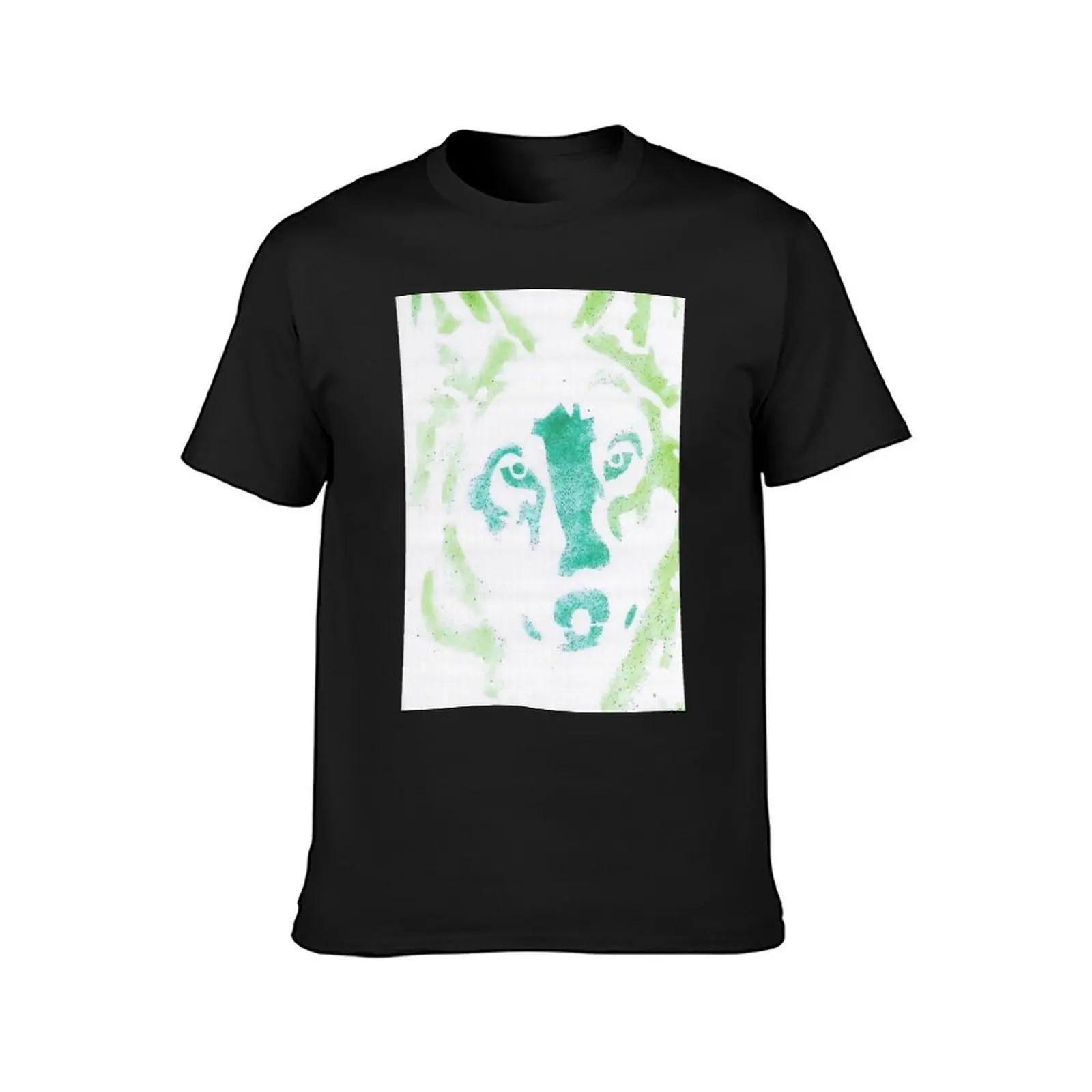 Green Wolf Stencils T-Shirt plus sizes animal prinfor boys t shirt men