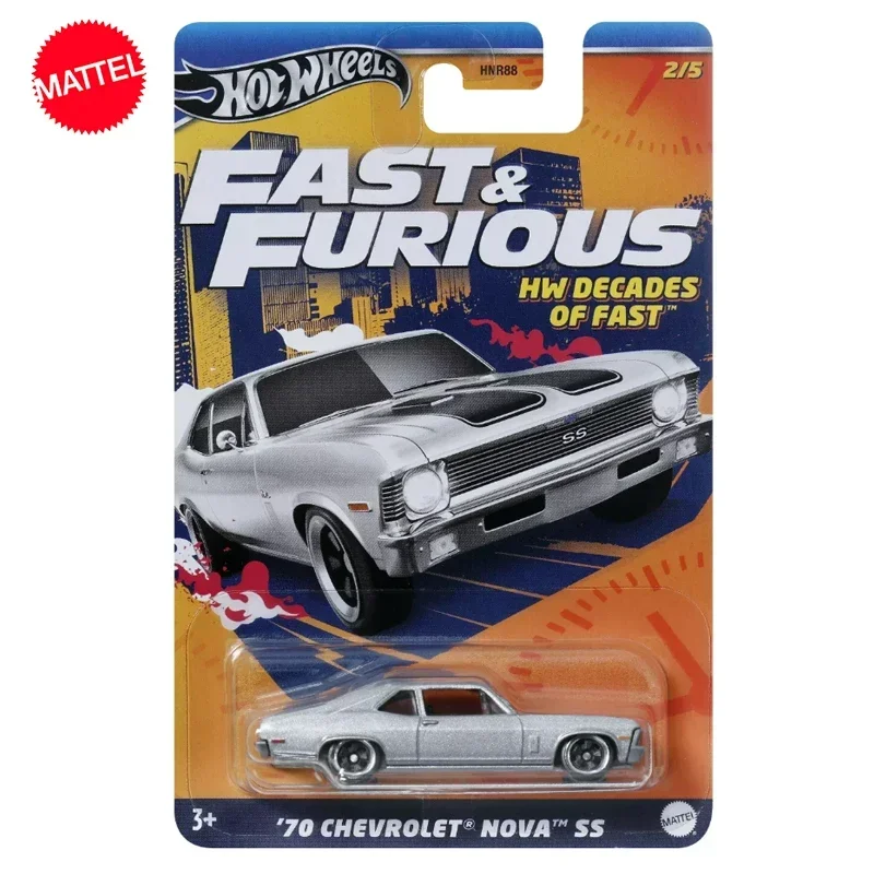 Mattel-Voiture Hot Wheels Fast & Furious \'70 Chevrolet Nova Ss, modèle de véhicule moulé sous pression, jouets pour garçons, cadeau d\'anniversaire,