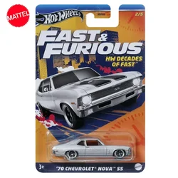 Mattel-Coche de juguete Hot Wheels para niños, modelo de vehículo de juguete Original, fundido a presión, Fast & Furious '70, Chevrolet Nova Ss, regalo de cumpleaños, 1/64