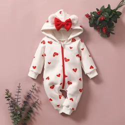 Newborn Pajamas Home Service Baby Girl Cartoon Heart-Shaped Print Princess Jumpsuit Romper Pajamas слипы для новорожденных S8