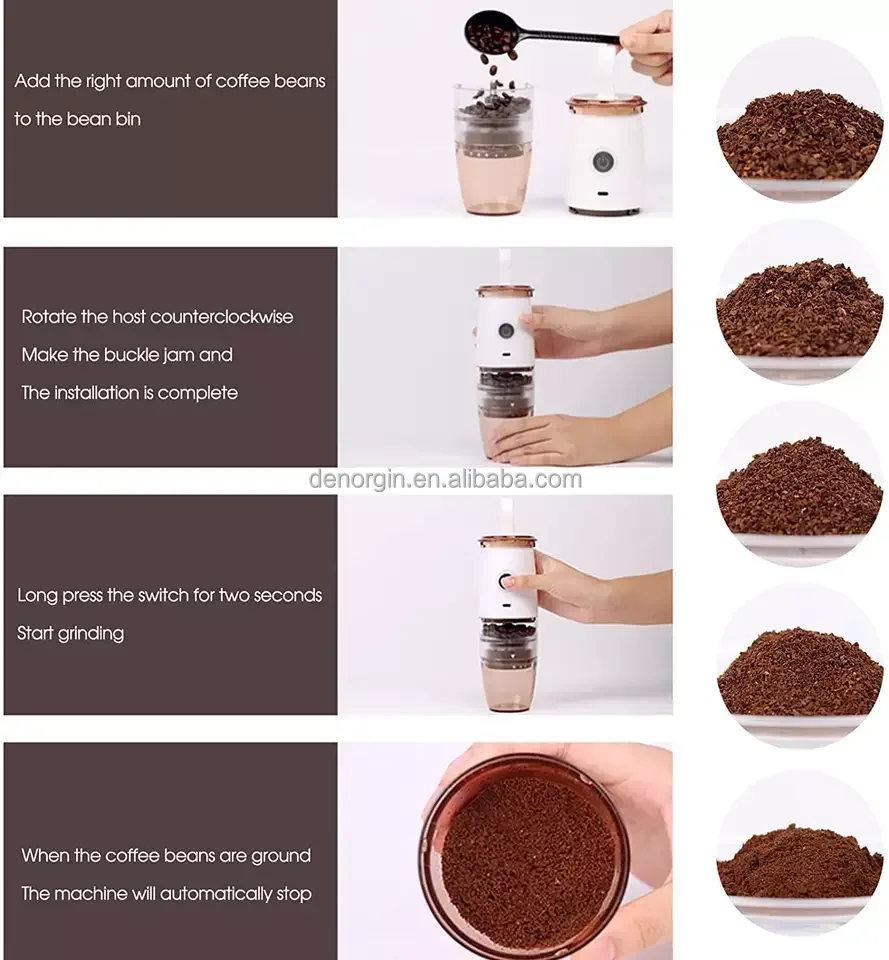 Macinacaffè elettrico e manuale con ricarica per auto universale da 150 ml 7,4 V mini macinacaffè ricaricabile