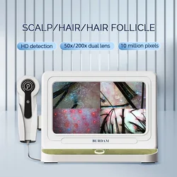 10 Inch LCD Scalp Detector Digital Hair Skin Analyzer Microscope for Hair Follicle Testing and Skin Analysis Magnifier 50/200X