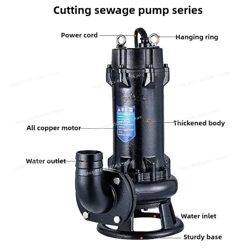 220V Submersible Sewage Pump - Stainless Steel Cutter for Pig Farm Waste Drainage & Fecal Transfer