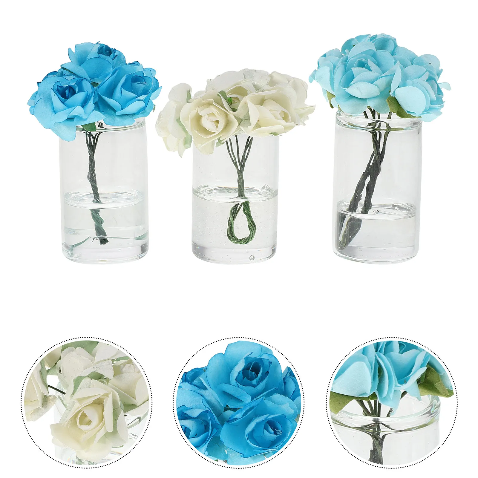 

3Pcs Miniature Vase for Dollhouse 1:12 Scale Resin Fake Mini Flowers Display Micro Landscape Ornament Living Room Garden