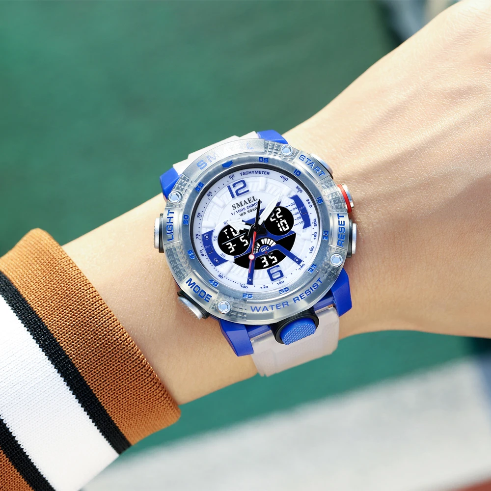 Men's Digital LED Display Sport Watch, Translucent Strap