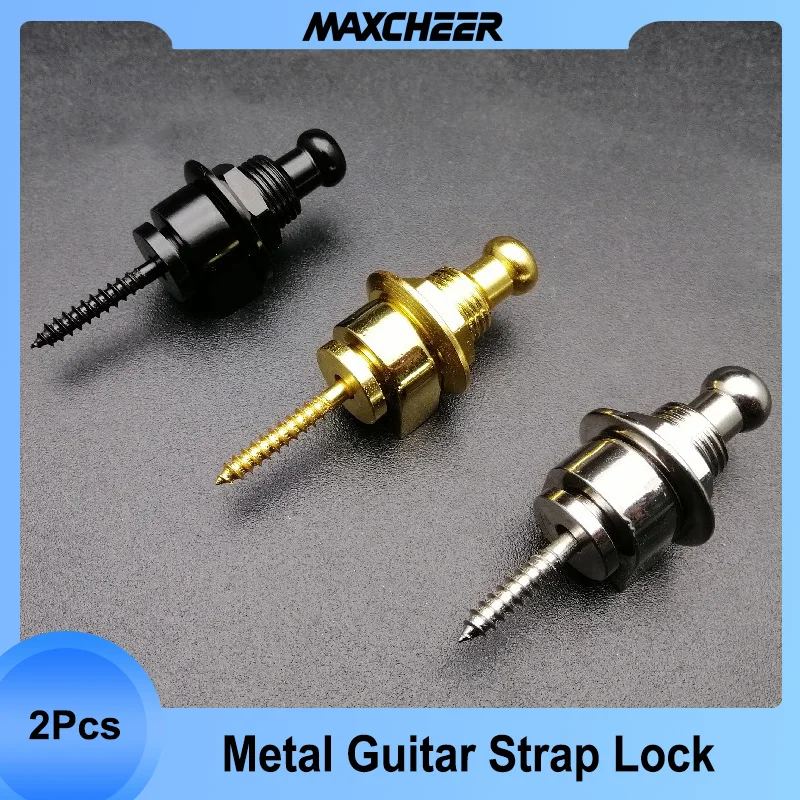 

2Pcs Guitar Strap Lock Button Schaller Style Strap Enpin lock for Acoustic Electric Bass Metal Black Gold Chrome