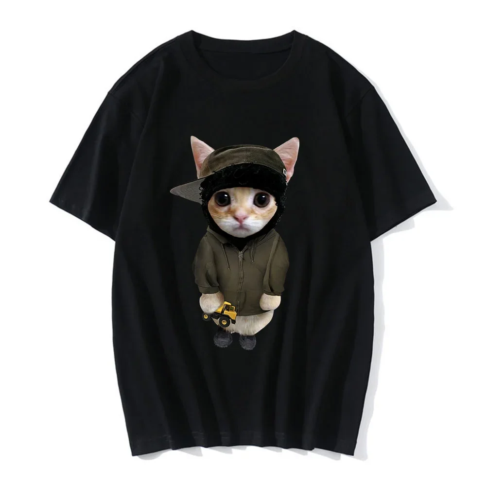 T-shirt d\'été décontracté pour femmes, vêtements de mode décontractés, impression 3D amusante de El Gato Meme, chat qui pleure triste, Munchkin