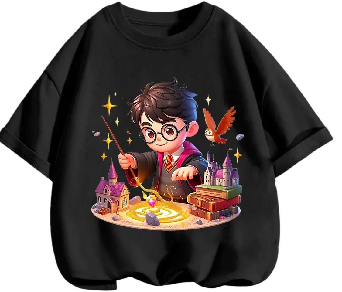 Popular Movie Ip Harry Potter T Shirt Summer Casual Street Style Short Sleeve Clothes For Little Kids view 3