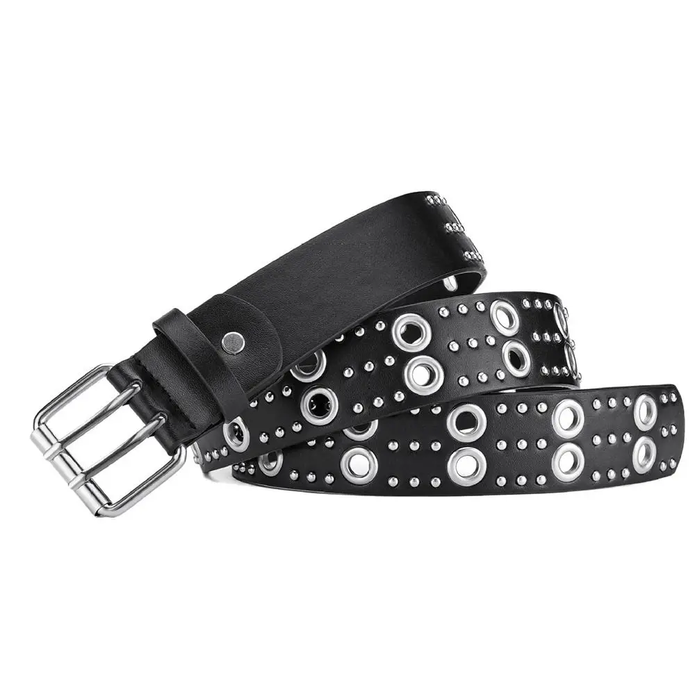 Ceinture en cuir PU pour femme, ceinture rétro, sangle de taille, ceinture à rivets, robe de personnalité, jeans punk, mode hip hop