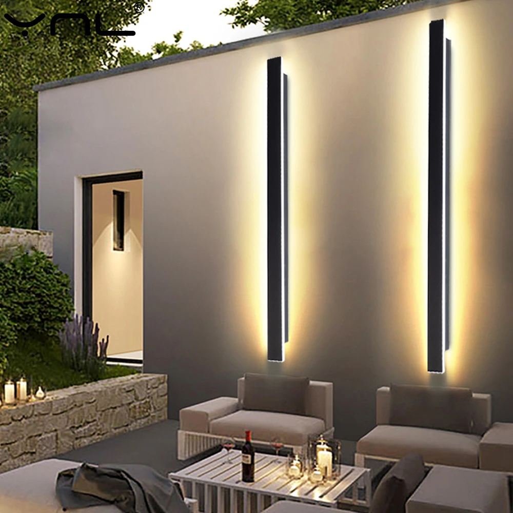 Modern Waterproof  Outdoor Lighting LED Long Wall Lamps Villa Garden Porch External LED Wall Lights AC110V 20V Sconce Luminaire