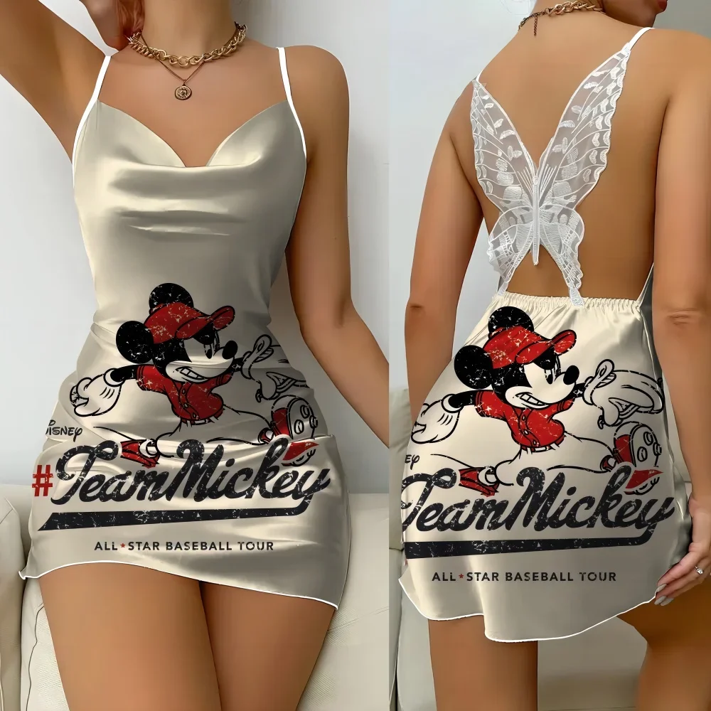 2024 Fashion Sleepwear Women's New Woman Sexy Casual Women's Dresses Nightgown New Dress Mickey Pattern Lovely Cartoon Style