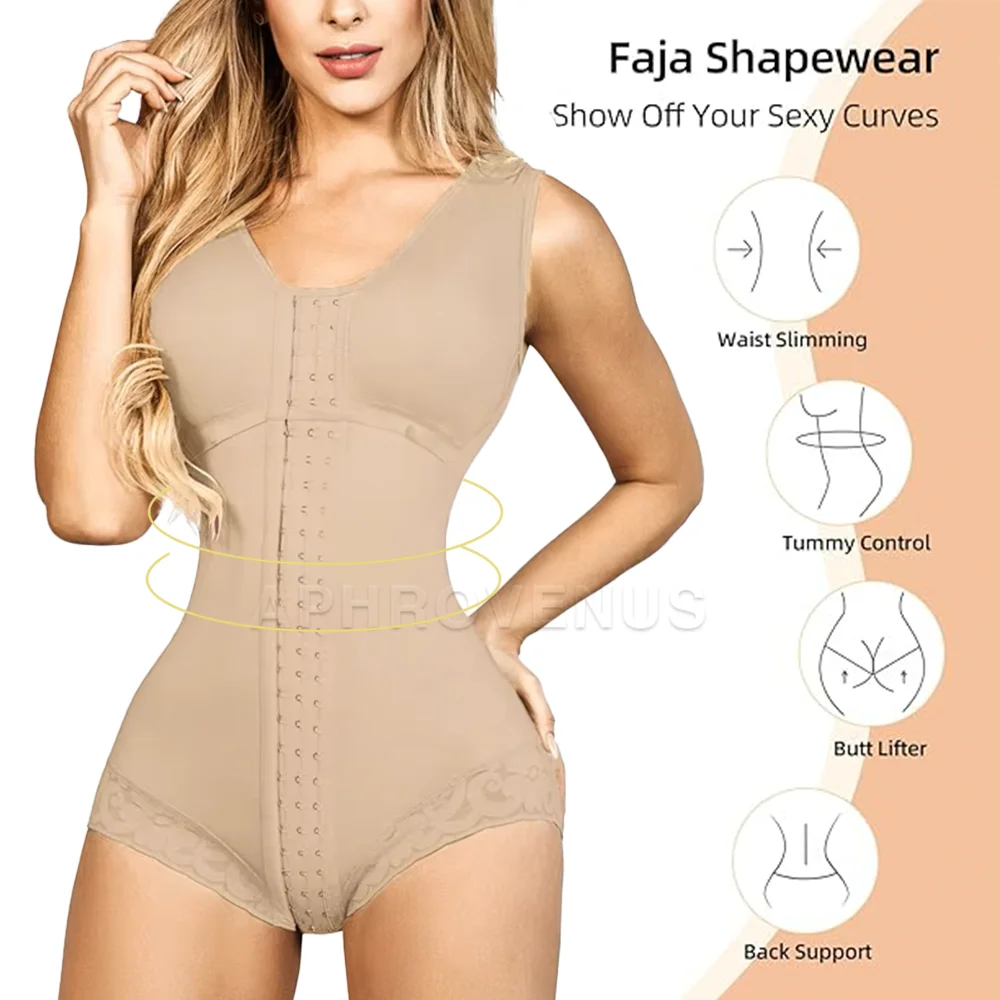 Fajas Shapewear for Women Hook And Eye Closure Breast Support Tummy Control Body Shaper Slimming Sheath Flat Belly