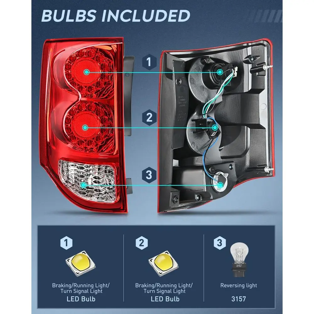 2011-2019 Dodge Grand Caravan Ensemble de feu arrière côté conducteur de style OE