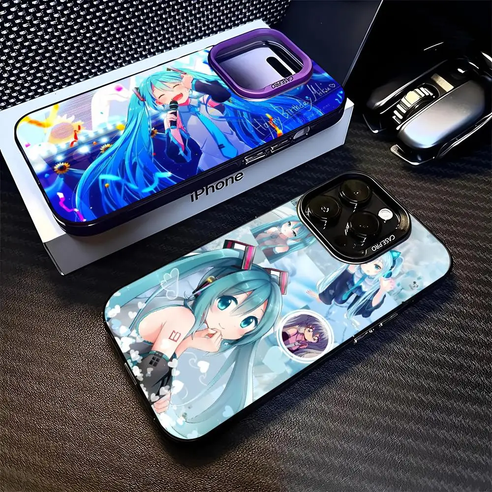 Kawaii H-Hatsune Miku Handyhülle für iPhone 18 17 16 E 15 14 13 12 Pro Max Air Plus mini schwarz silber harte Schutzhülle