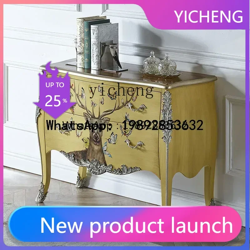 

X1 painted chest cabinet living room solid wood light luxury entrance aisle cabinet decoration rural corridor retro furniture