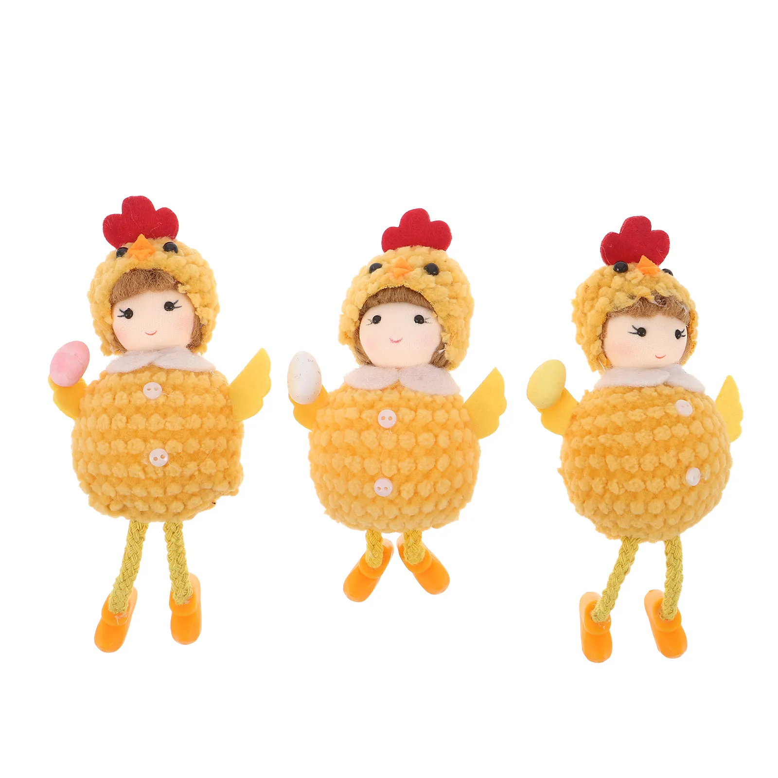

3Pcs Chick Girl Easter Ornaments Adorable Hat Round Belly Lightweight Tree Hanging Decorations Cheerful Egg Party Home Decor