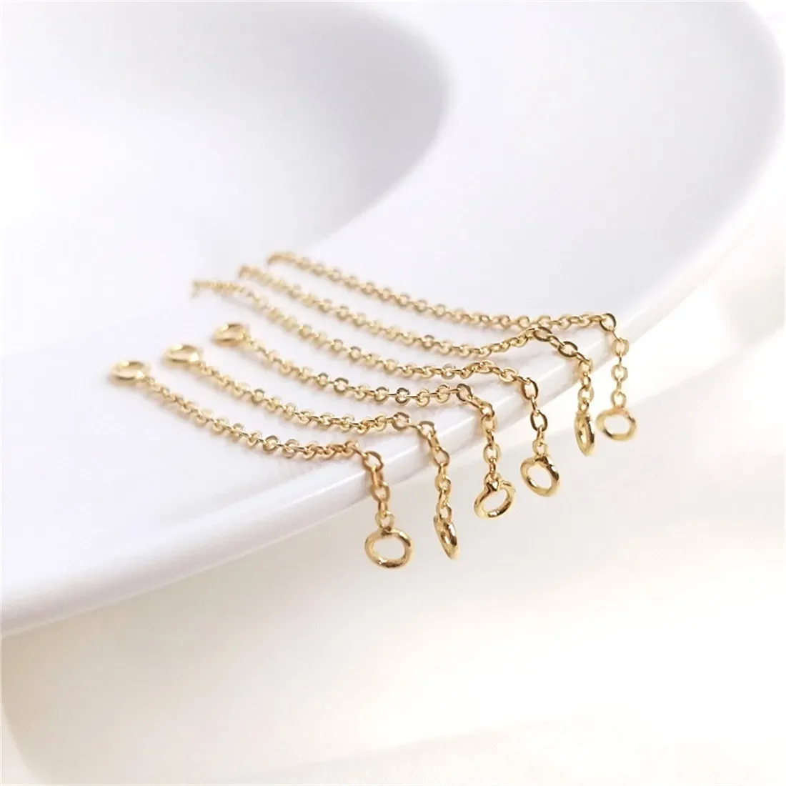 14K Gold Wrapped DIY Accessory Double Loop Tail Chain Extension Chain Handcrafted Ear Jewelry Tassel Bracelet Necklace B833