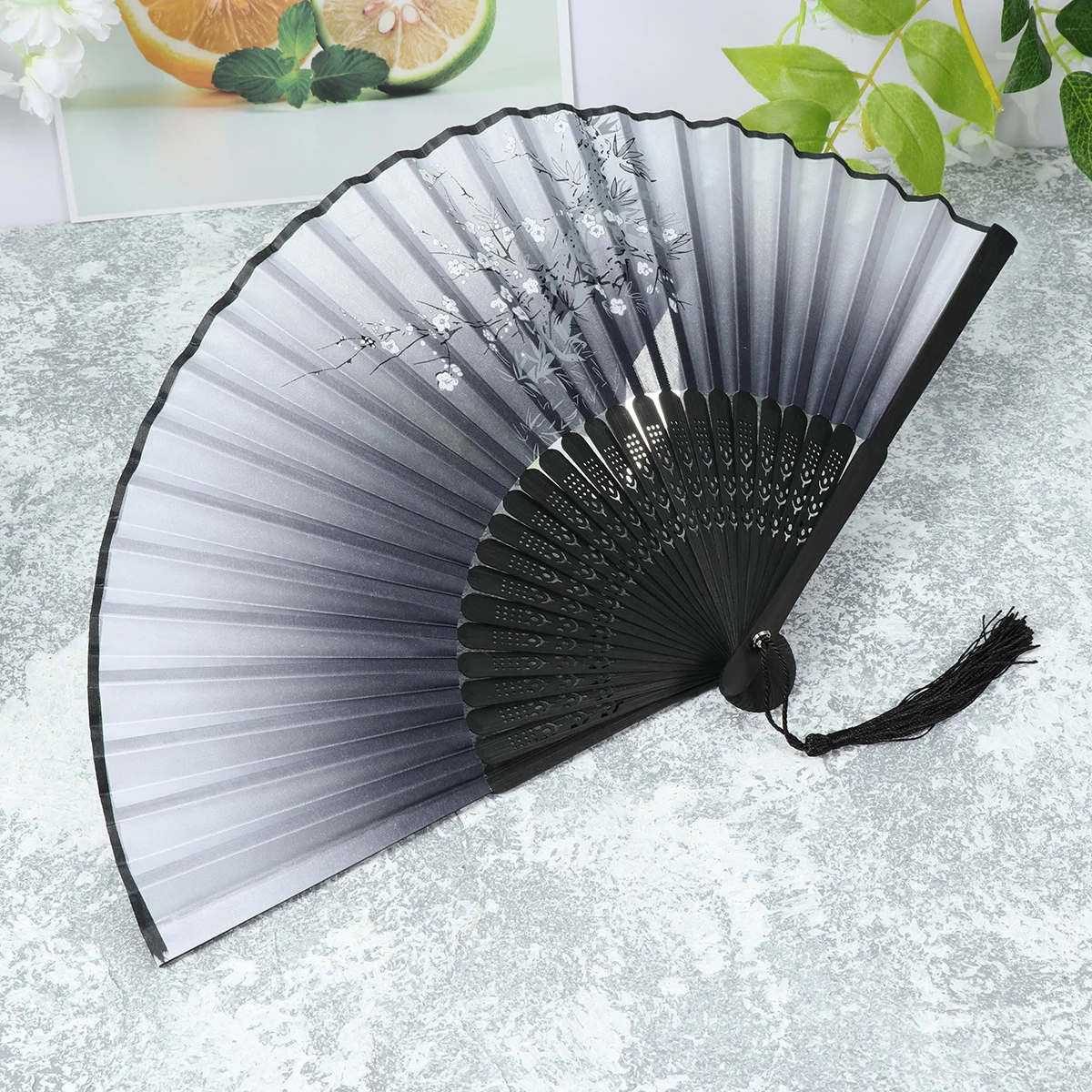 

7Inch Bamboo Silk Folding Fan Elegant Plum Ideal for Wedding Birthday Party Decorations Gift Folding Fan