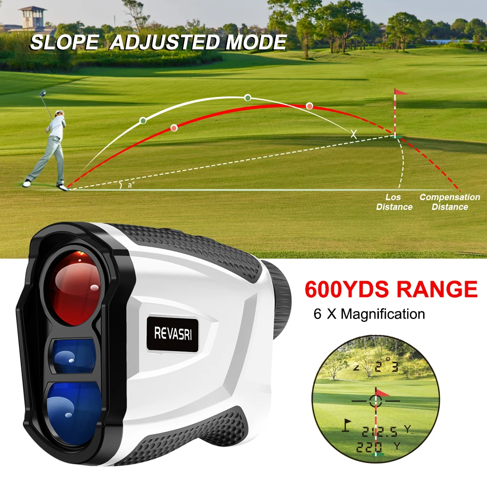 REVASRI 600/1000Yards Golf Rangefinder with Slope and Pin Lock Vibration for Golf Tournament Legal Rangefinders Rechargeable