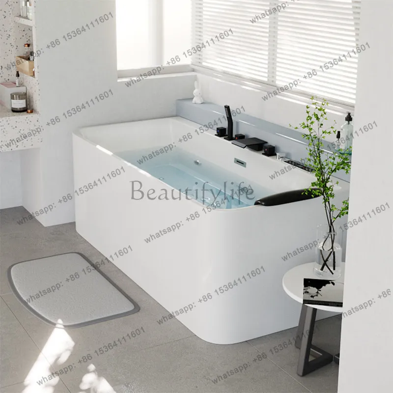 Acrylic seamless integrated thin edge surf massage thermostatic bathtub home Japanese-style hotel bathtub