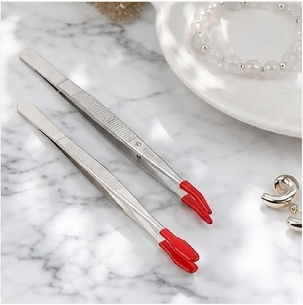 2Pcs Premium Stainless Steel Tweezers Heavy Duty Rust Resistant Straight Tip Ergonomic Grip for Stamp Work - view 6