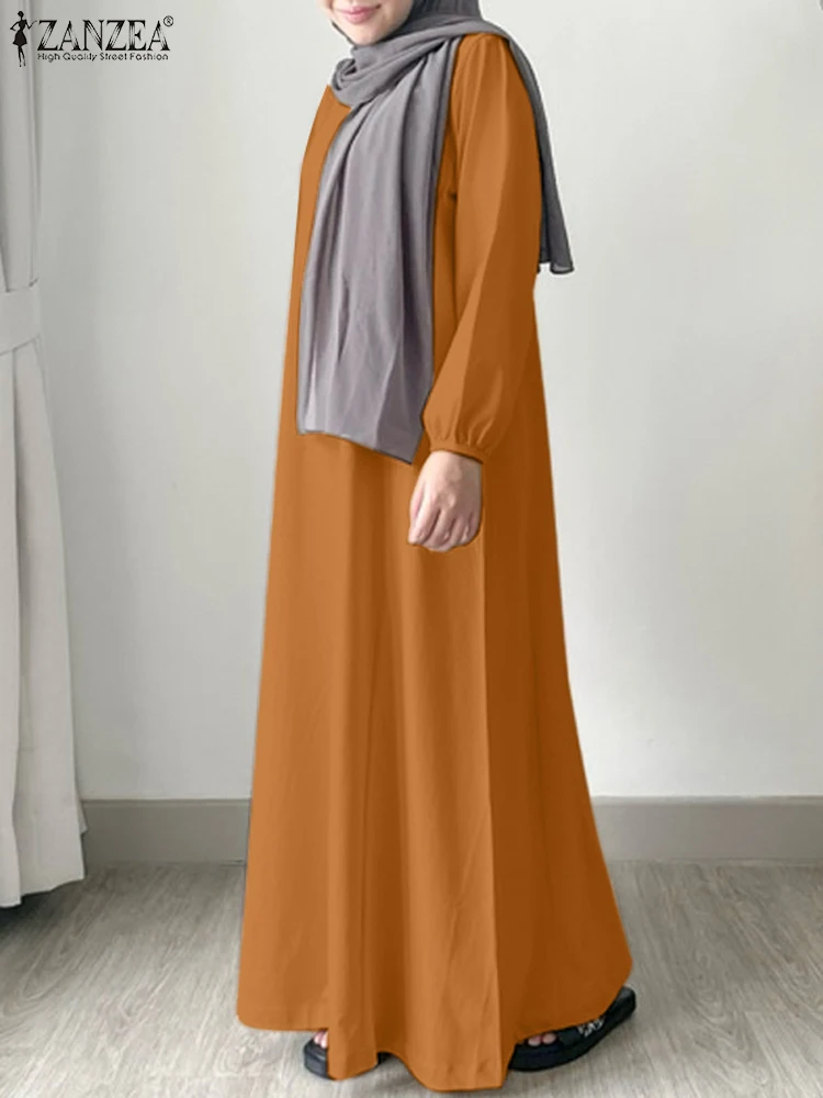 

2024 ZANZEA Autumn Maxi Dresses Fashion Women Long Sleeve Muslim Dress IsIamic Robe Turkey Abaya Dubai Hijab Sundress Vestidos