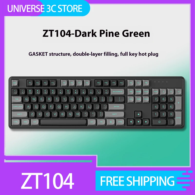 

Zifriend Zt104 Mechanical Keyboard Hot Swap Gasket Customized Wired Gaming Keyboards For Ergonomics Computer Accessories Gifts