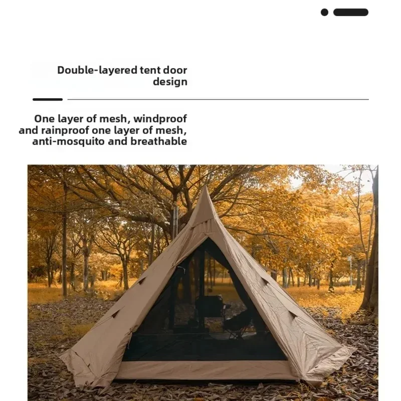Spire Yurt Oxford Pyramid Tent Indian Shelter Waterproof Stormproof Chimney Opening for Outdoor Camping Four Seasons