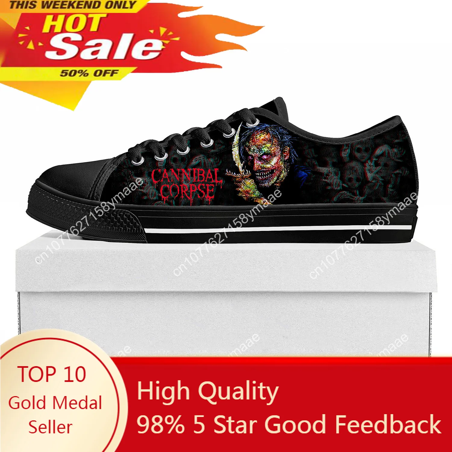 Cannibal Corpse Rock Band Low Top Sneakers Womens Mens Teenager High Quality Death Metal Sneaker Canvas Casual Customize Shoe