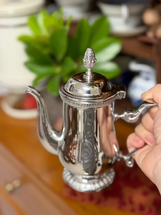 European stainless steel teapot afternoon tea coffee pot milk cup sugar pot tray set model room decorative ornament