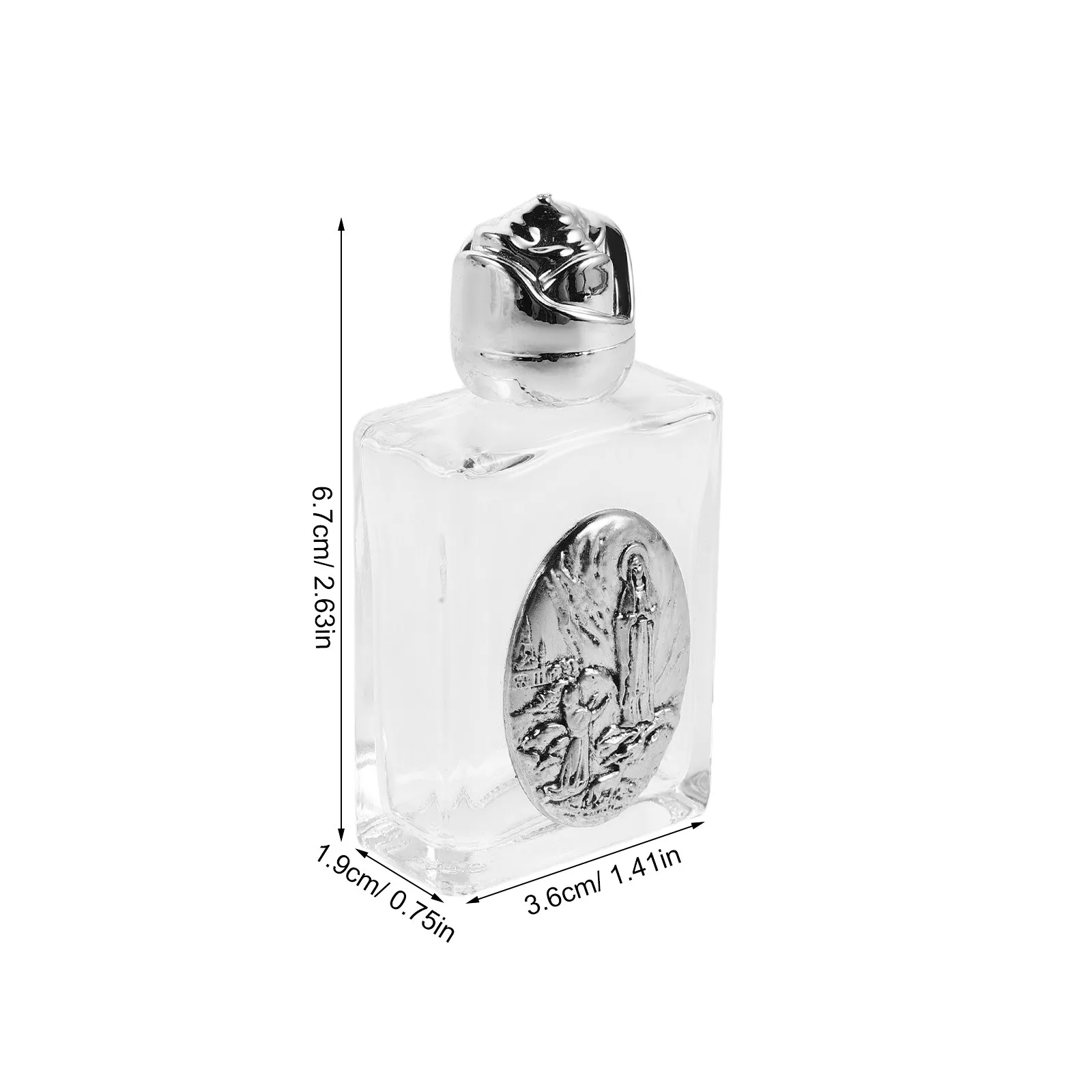 10 Pcs Alloy Embossed Holy Water Bottle Church Glass Religious Baptism Travel Container
