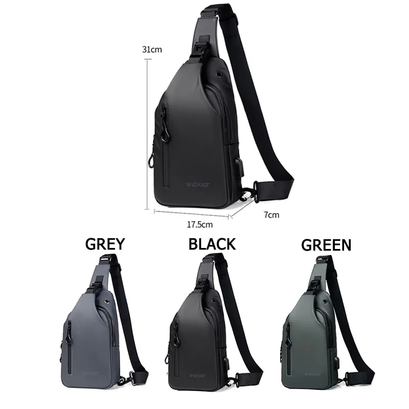 MACHOSSY New Fashion Chest Bag Men's Crossbody Bag Waterproof Shoulder Bag with USB Charging Short Trip For Male Travel Pack bag