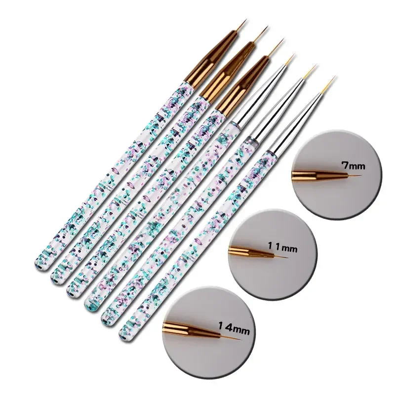 3Pcs UV Gel Nail Liner Brush Set Acrylic Ultra-thin French Stripe Grid Flower Painting Drawing Pen 3D Tips Manicure Tool