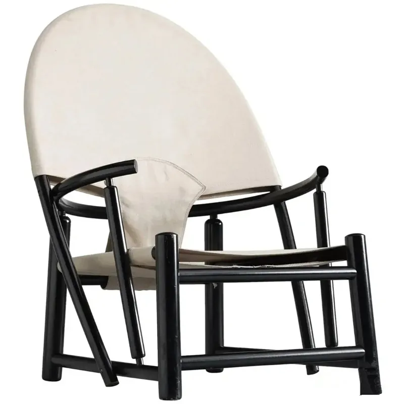 

Light luxury saddle leather chair simple custom solid wood recliner home living room balcony leisure chair