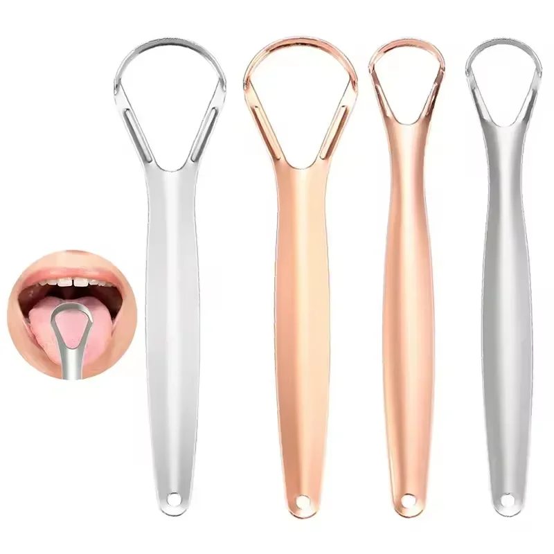 Tongue scraper Stainless Steel Tongue Scraper Cleaner Fresh Breath Cleaning Coated Tongue Oral Hygiene Care Tools Reusable