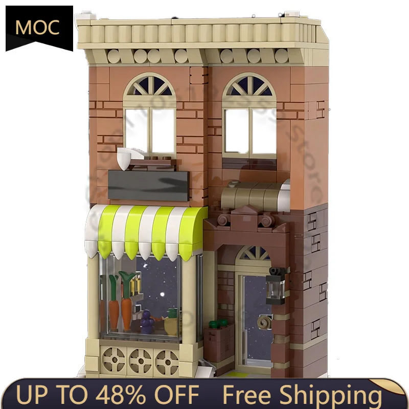 

396 деталей City Engineering W19 - Зимний рынок MOC, модульный конструктор, развивающие строительные блоки, DIY, игрушка для мальчиков, подарок на праздник